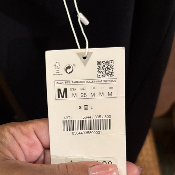 Zara Black Strapless Dress with White Trim - Picture 3 of 4